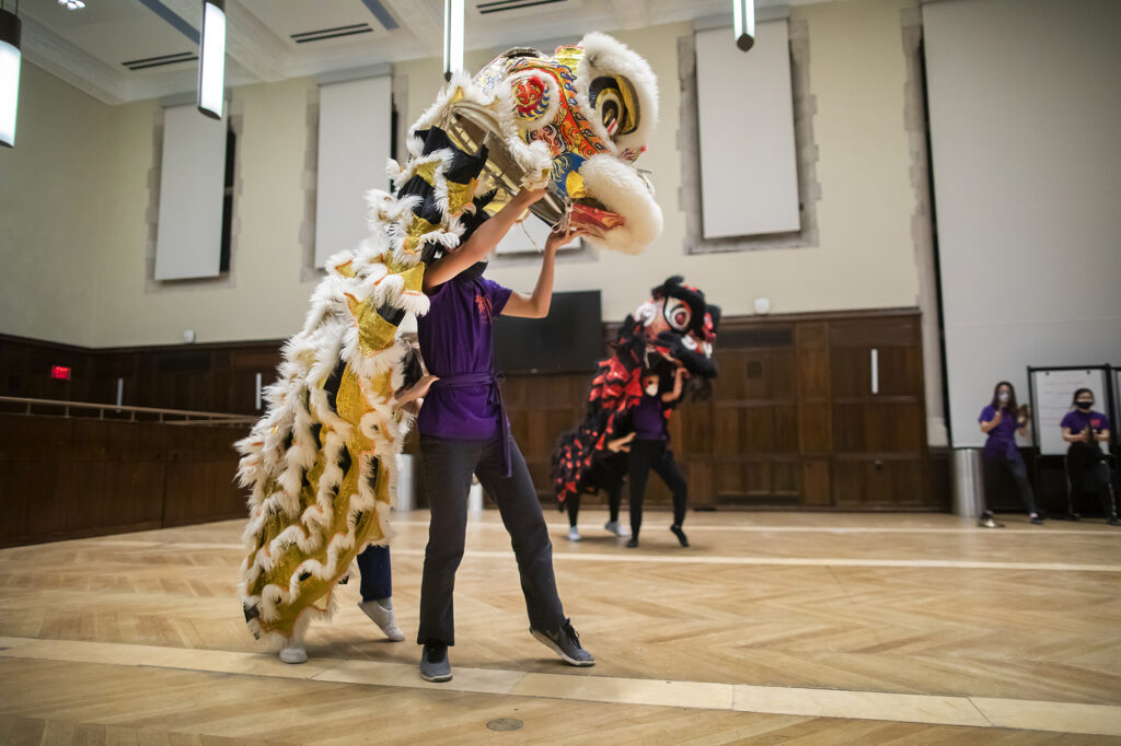 The Penn Lions train for Lunar New Year. This year’s choreography features a tussle between two lions.